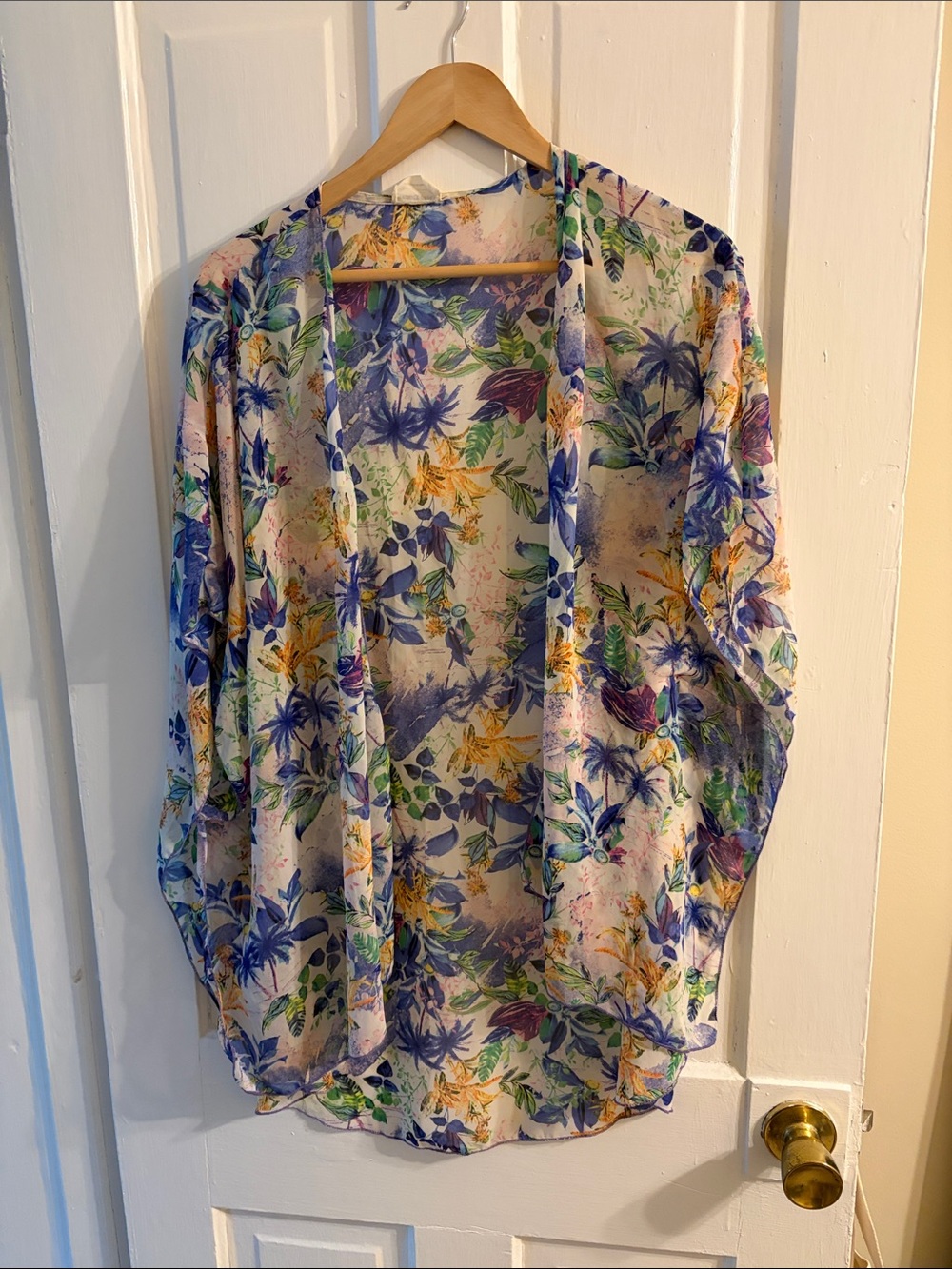 5 for $25! Emory park Floral Open-Front Kimono Cardigan - Blue Multi